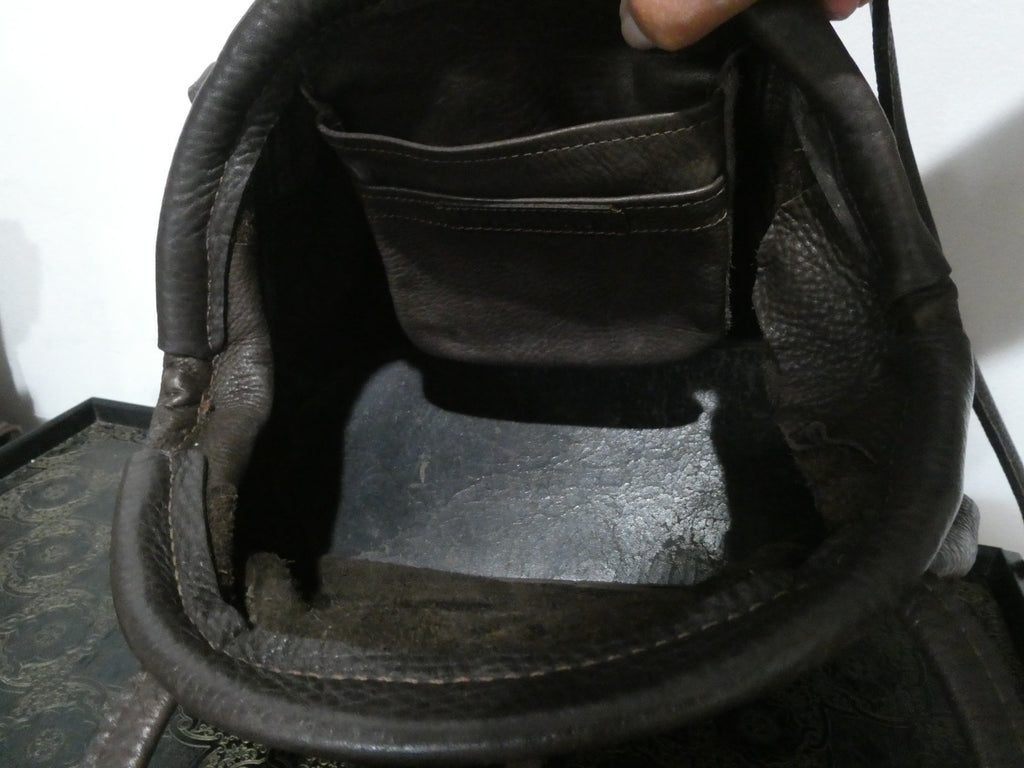 Vintage AMANN Brown Genuine Leather Shoulder Crossbody Bag Large 12x8x5 "1990s"