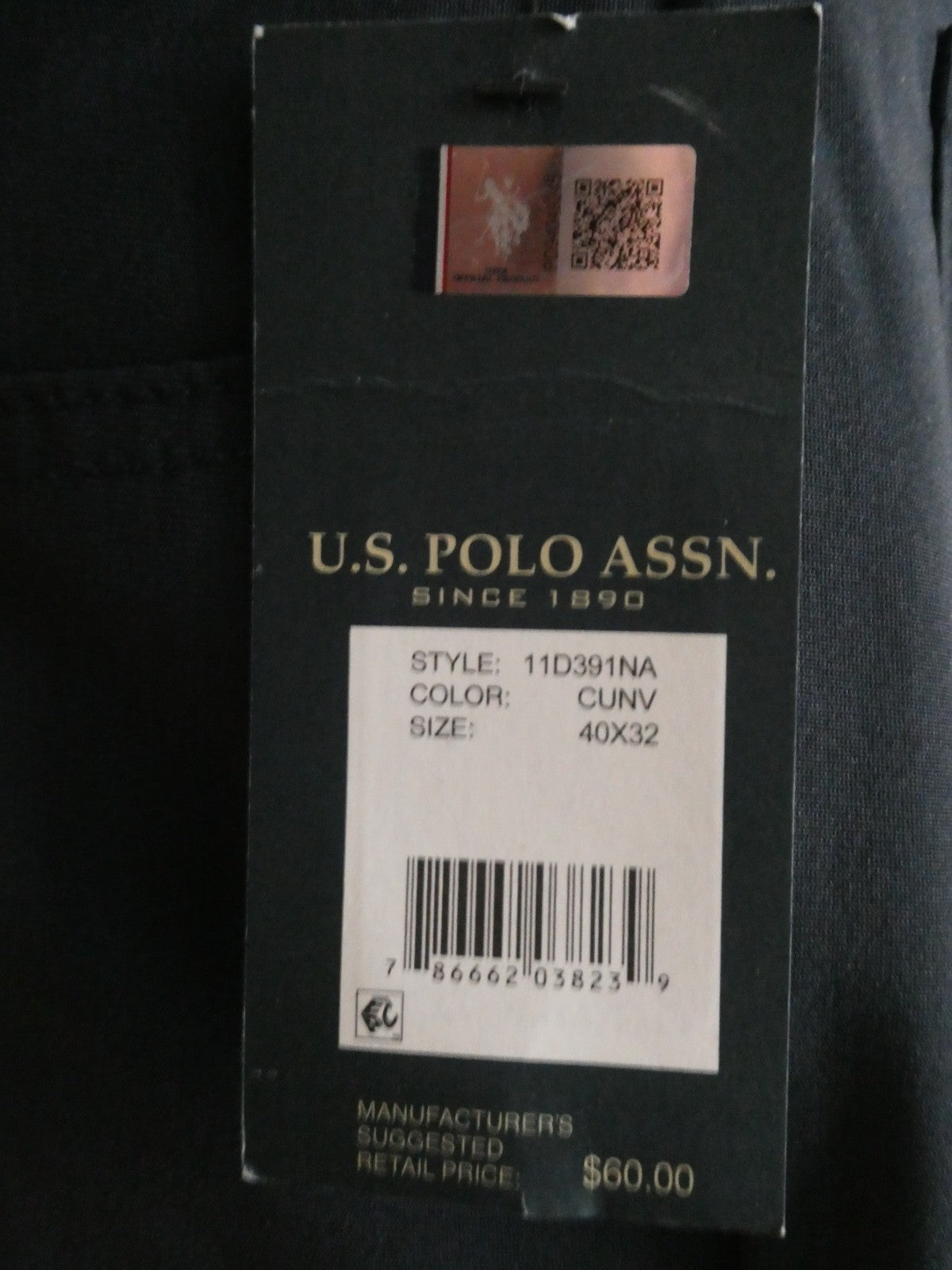 U.S. Polo Assn Men Slim Straight Active Stretch Pants 40x32 Navy CUNV 11D391NA