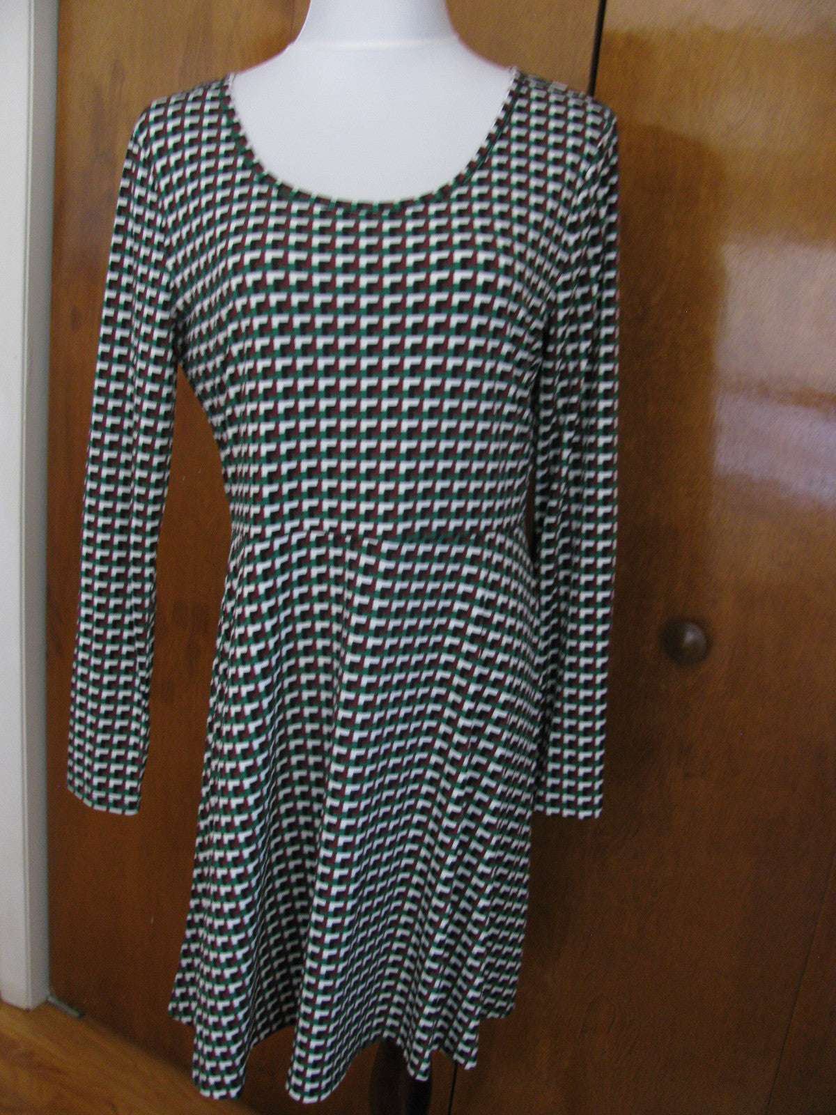 Michael Kors Womens Palmeto Green Geo Print Fit And Flare Dress New