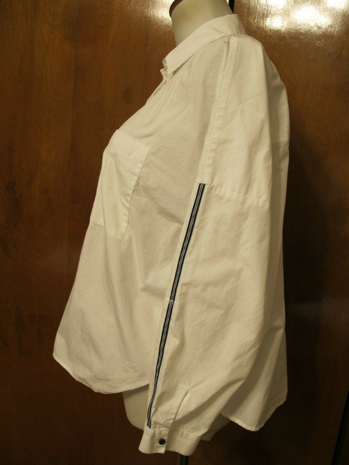Zara Basic Collection women's white blouse top long sleeves Medium pre owned 