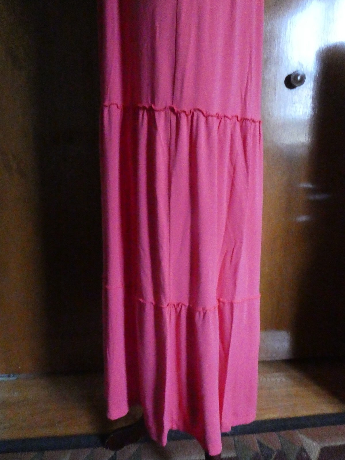 Chico's Women's Pink Maxi Detailed Rayon Dress Size 3 US Size Large