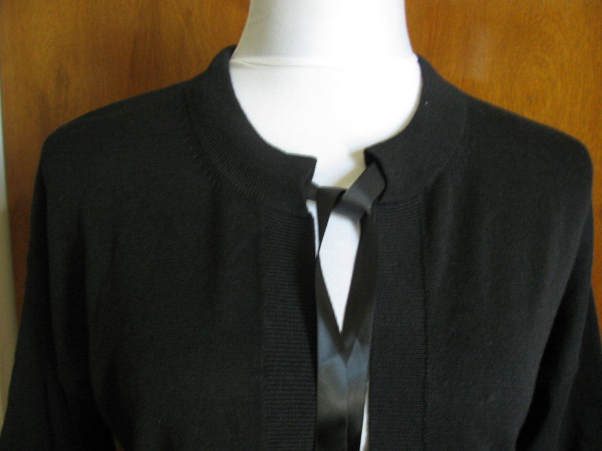Colour Works Women's Black Cotton Viscose Cardigan Size Medium New