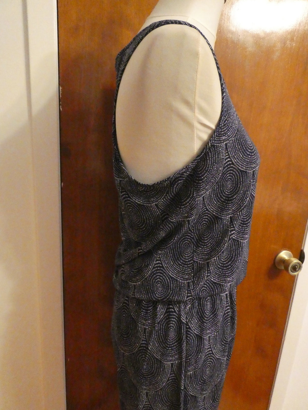 Hatley Women's Sleeveless Jumpsuit S/P Black White Print Tassel Tie Stretch EUC