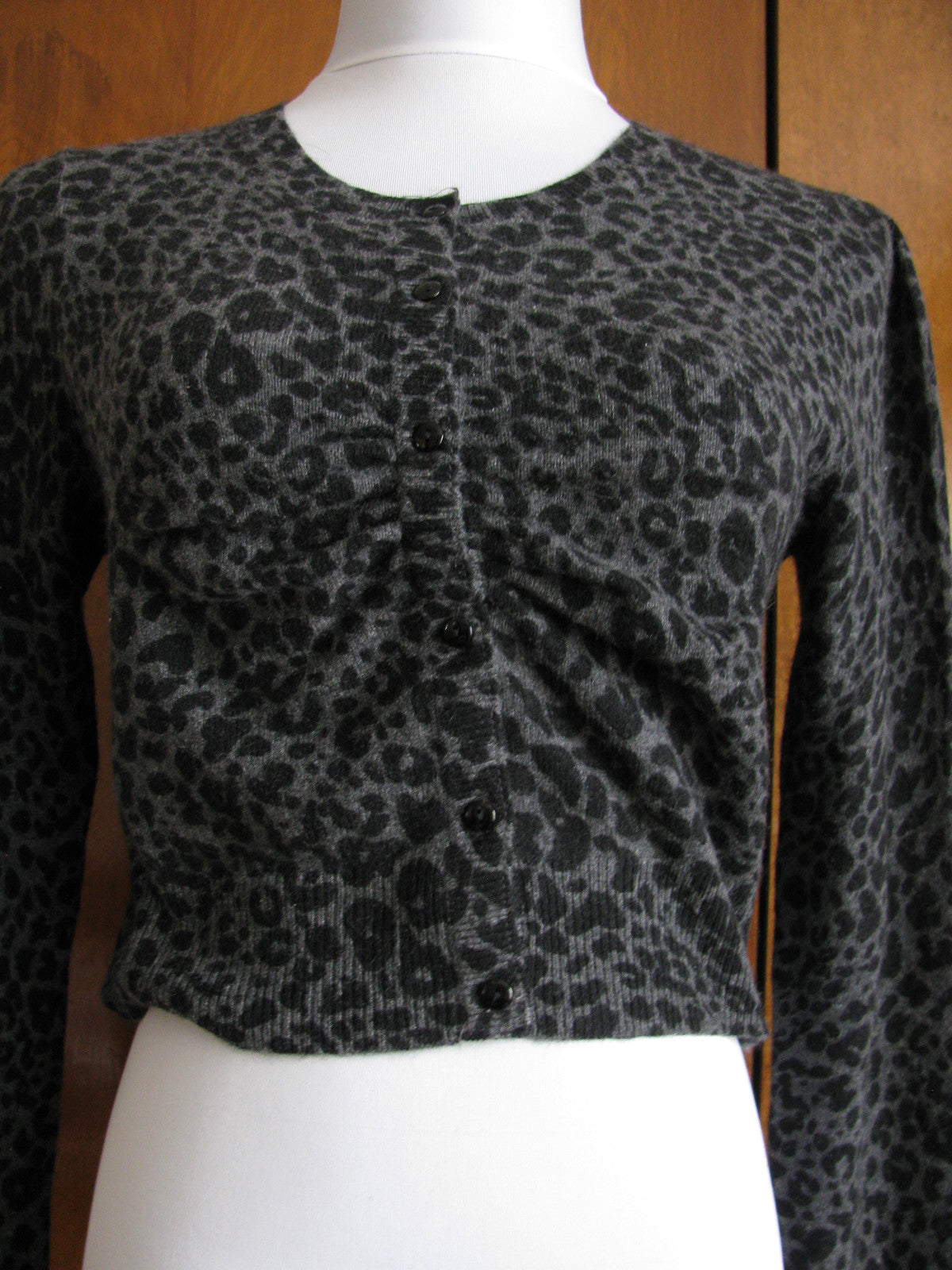 Aqua women's gray/black leo print cashmere cardigans New