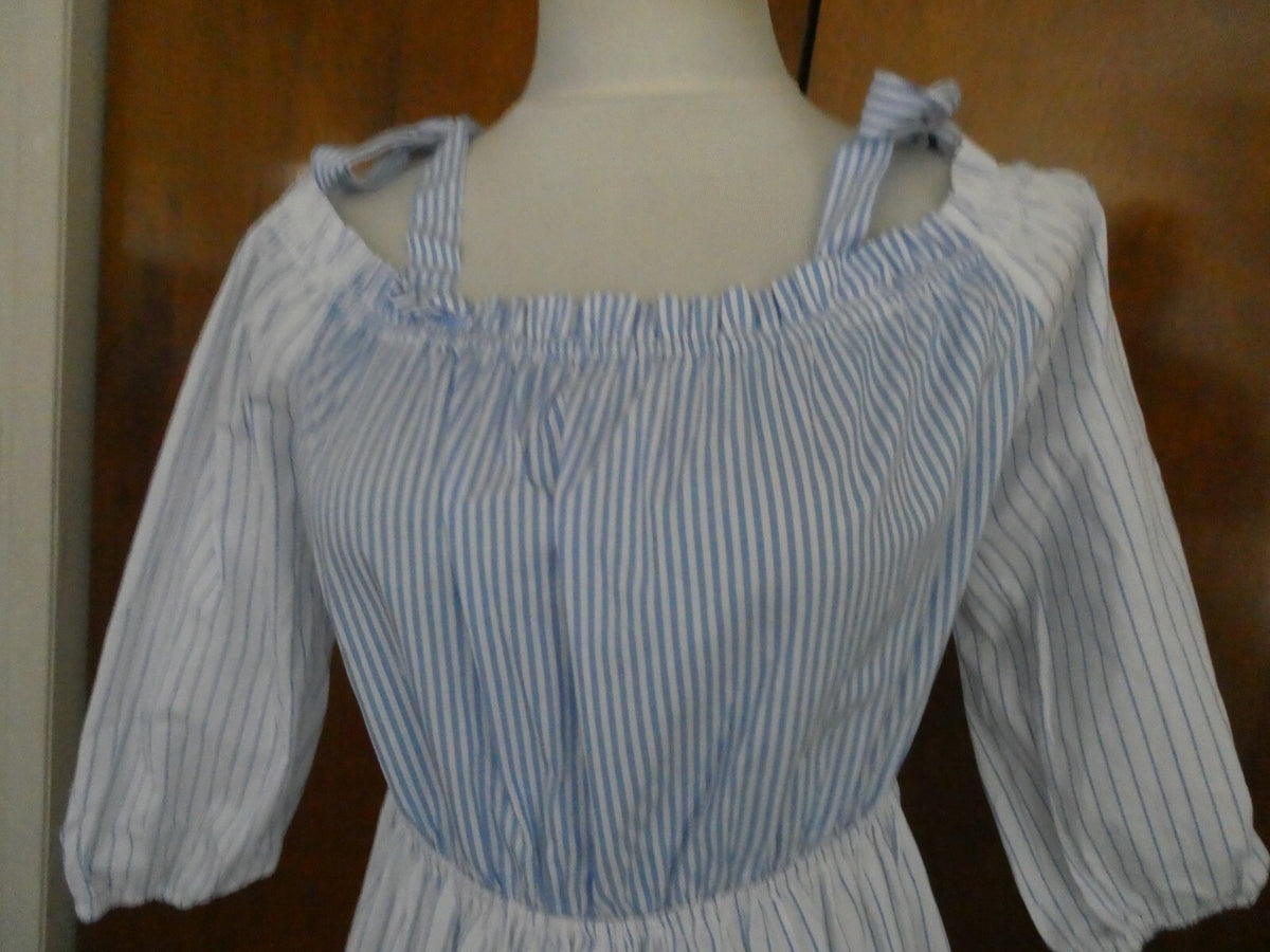 Anthropologie Line + Dot Open Shoulder Blue Striped Dress Size M, L