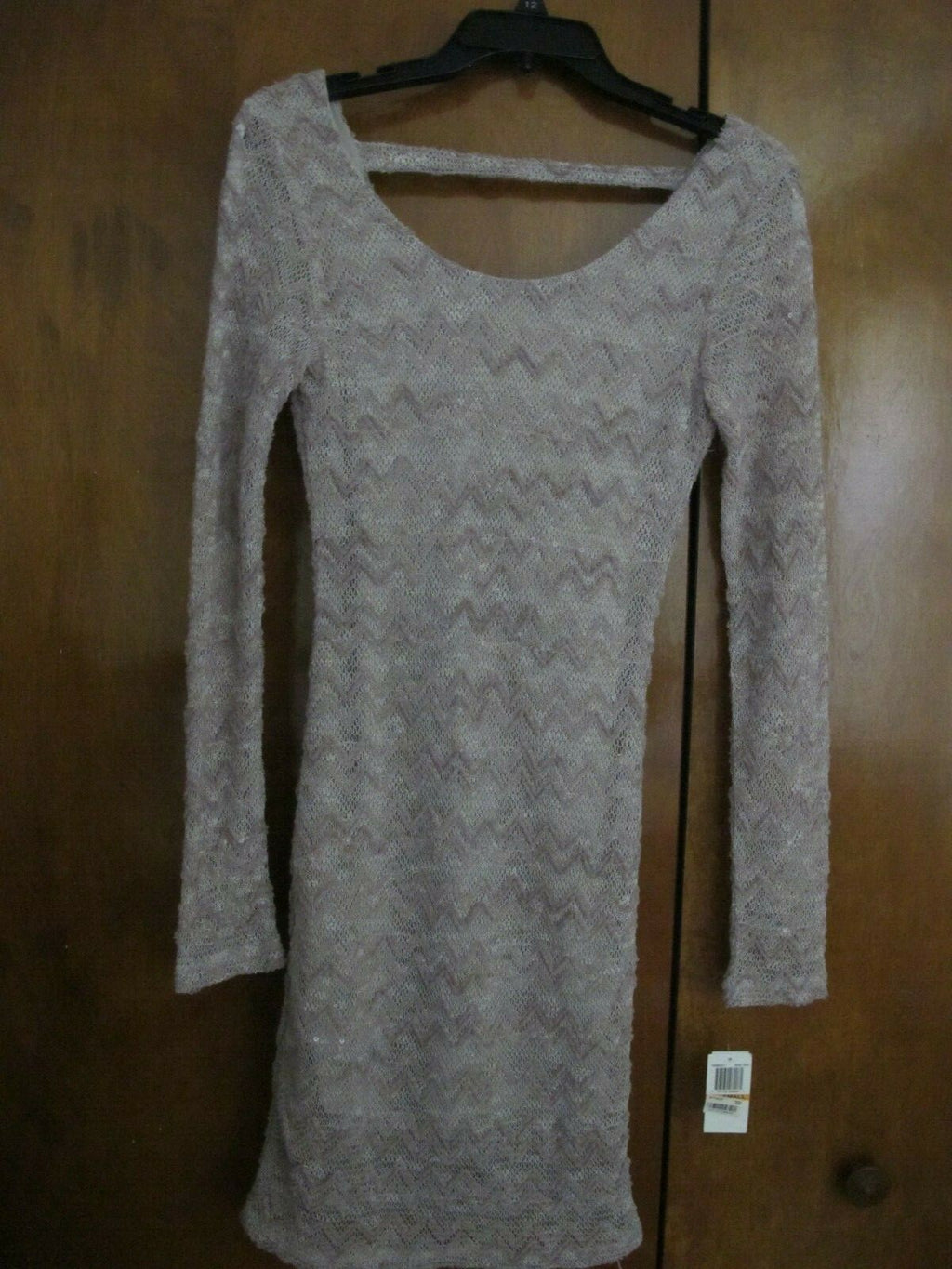 City Studio womens beige/taupe detailed fitted beaded soft dress Small (fits XS)