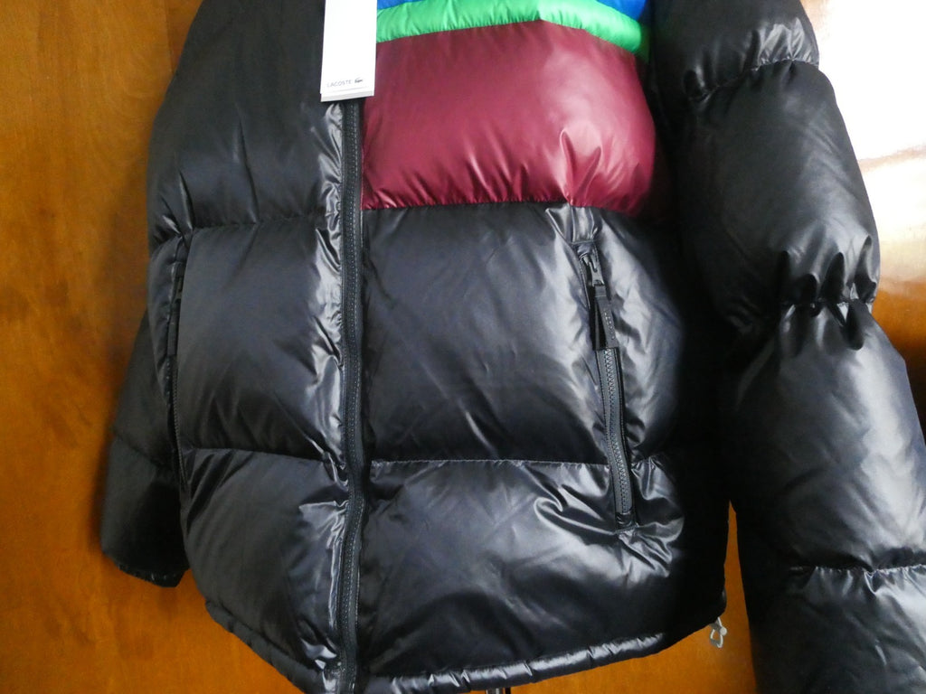 Lacoste Men’s Reversible Down Puffer Jacket XL 2XL Black Gray Hooded NWT $450