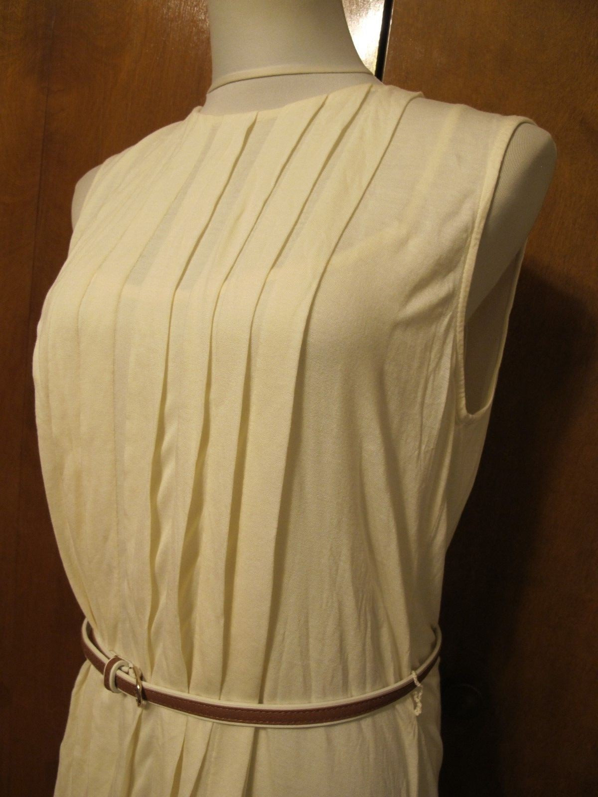 Ralph Lauren women's lined off white pleated dress 