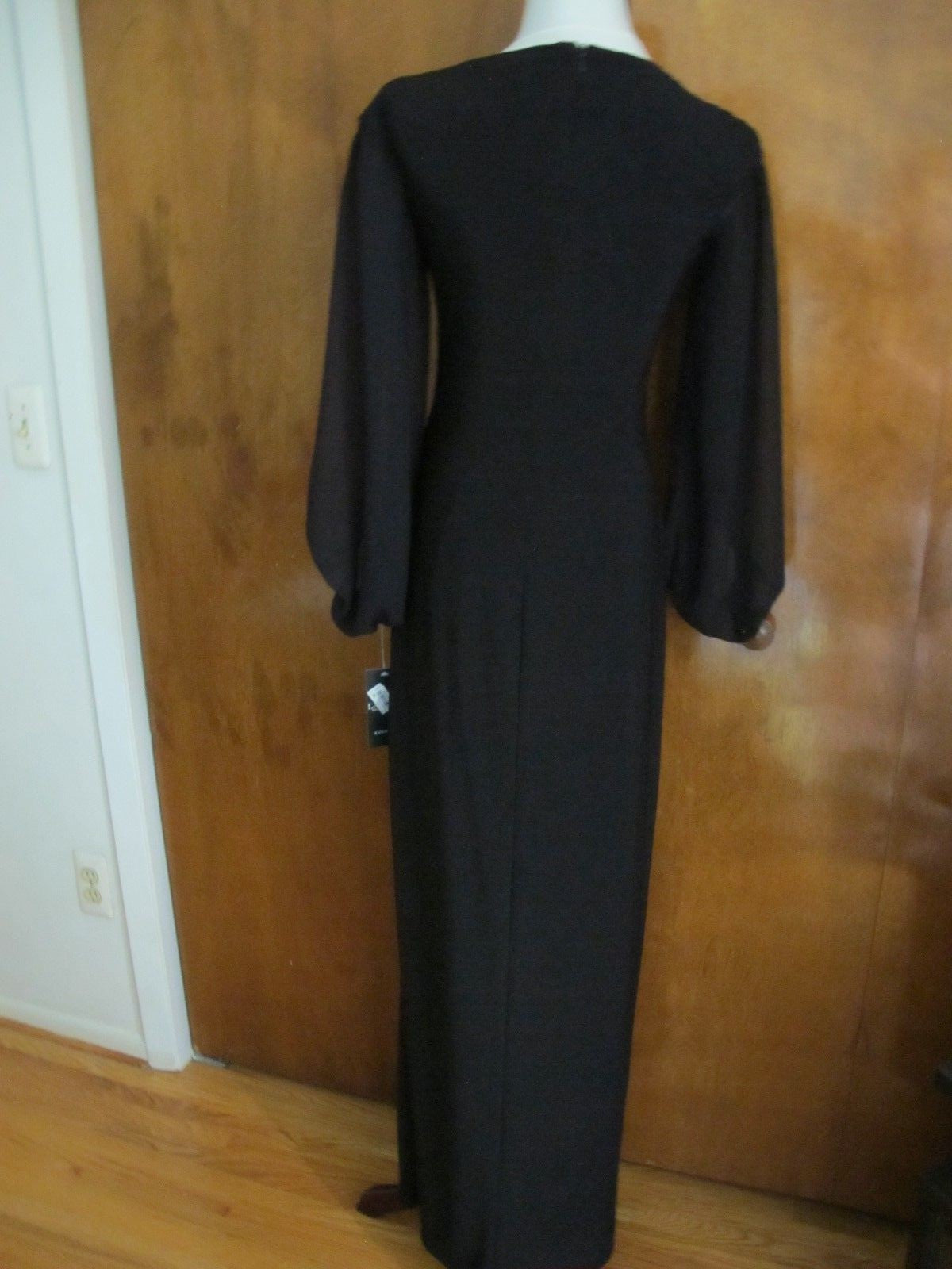 Ralph Lauren wome'n black evening maxi dress with mesh long sleeves size 2 
