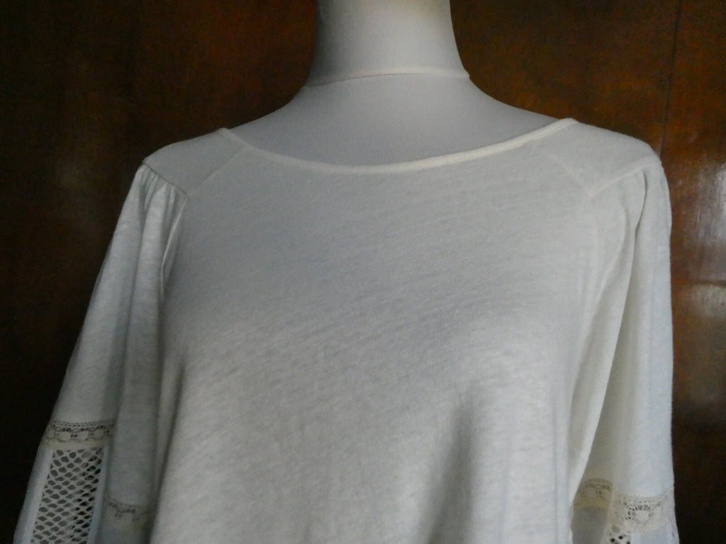 Anthropologie Guest Editor White/Cream Crocheted Long Sleeves Shirt Size Small