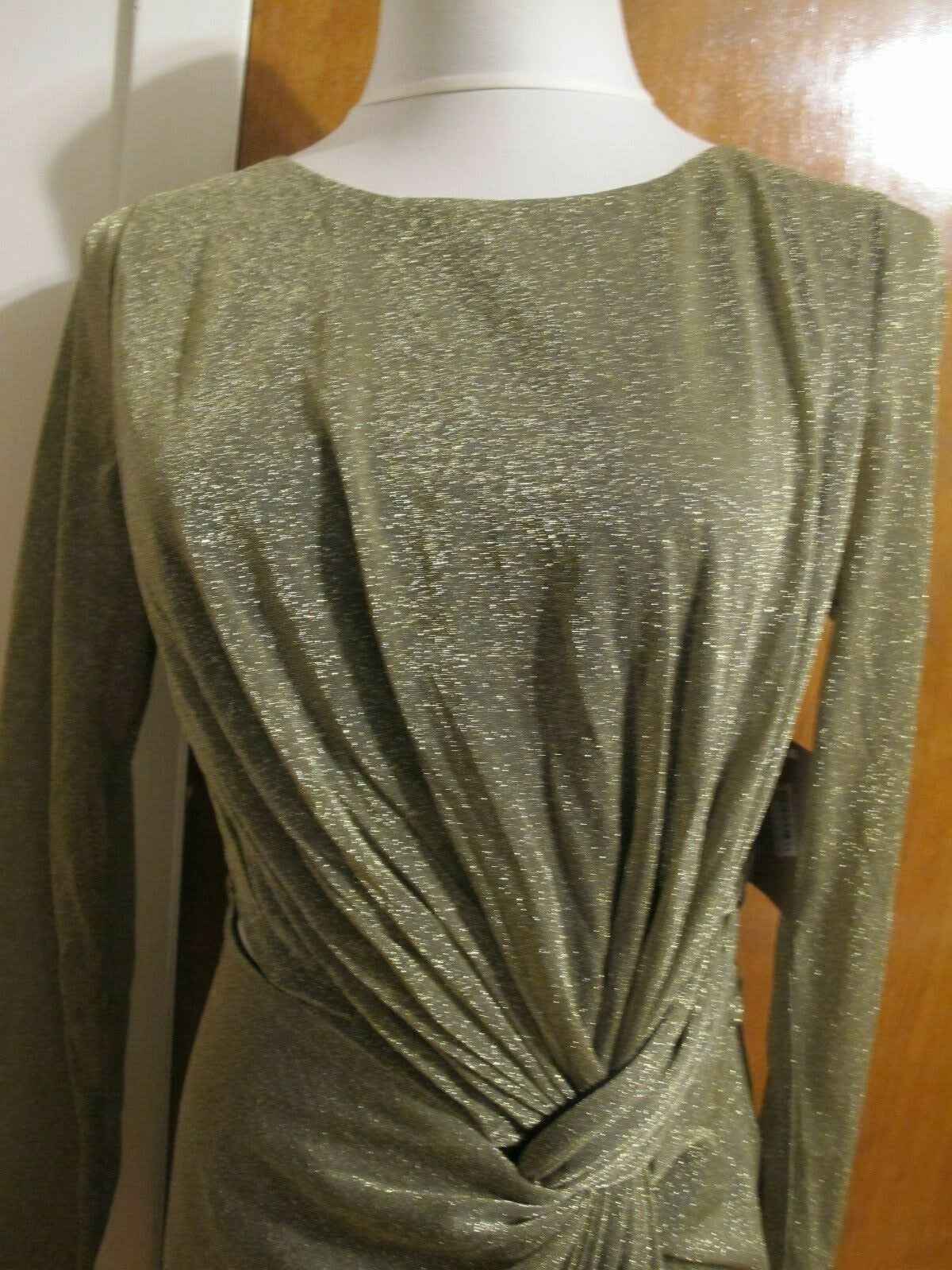 Rachel Roy Women Gold Metallic Twist Front Maxi Cocktail Dress New Medium, Large