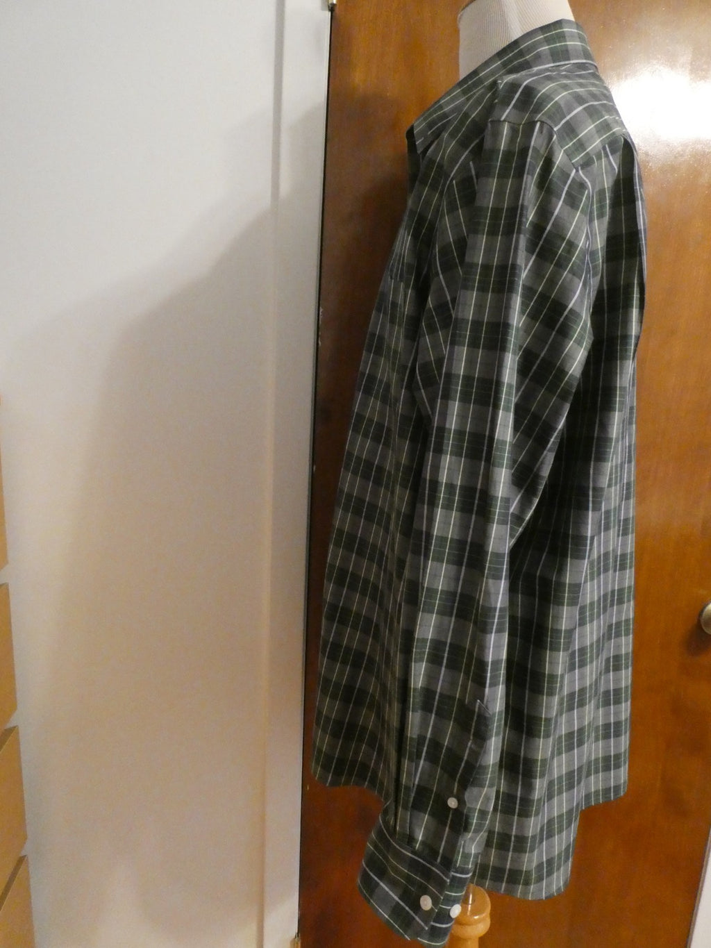 Nordstrom Men Shop Classic XXL Green Plaid Shirt Cotton Wrinkle-Free Classic Fit