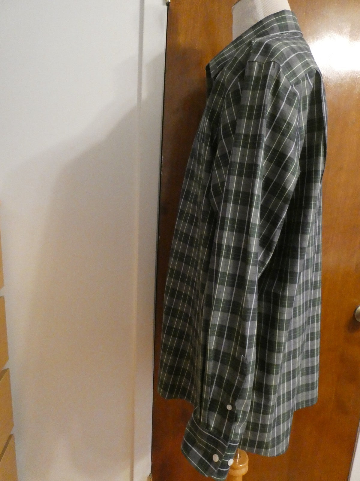 Nordstrom Men Shop Classic XXL Green Plaid Shirt Cotton Wrinkle-Free Classic Fit