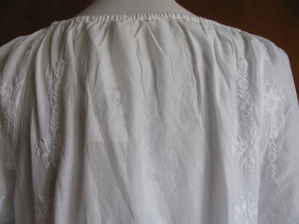 Michael Kors women's white embroidered cotton mini long sleeves dress New