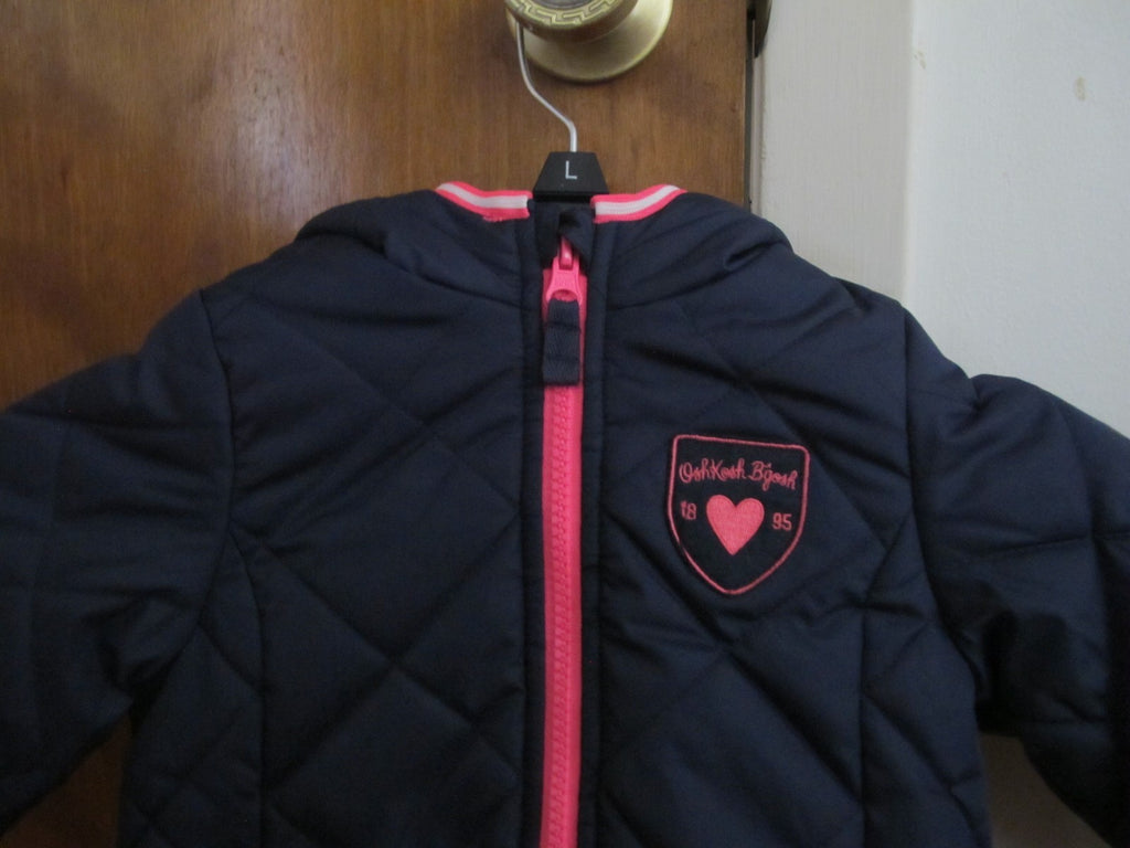 OshKosh Blue Navy Girls With Pink Zipper Jacket Coat Size 18M New