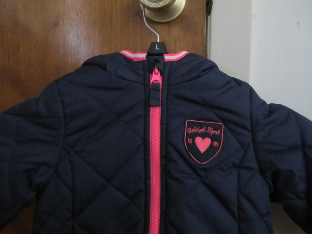 OshKosh Blue Navy Girls With Pink Zipper Jacket Coat Size 18M New
