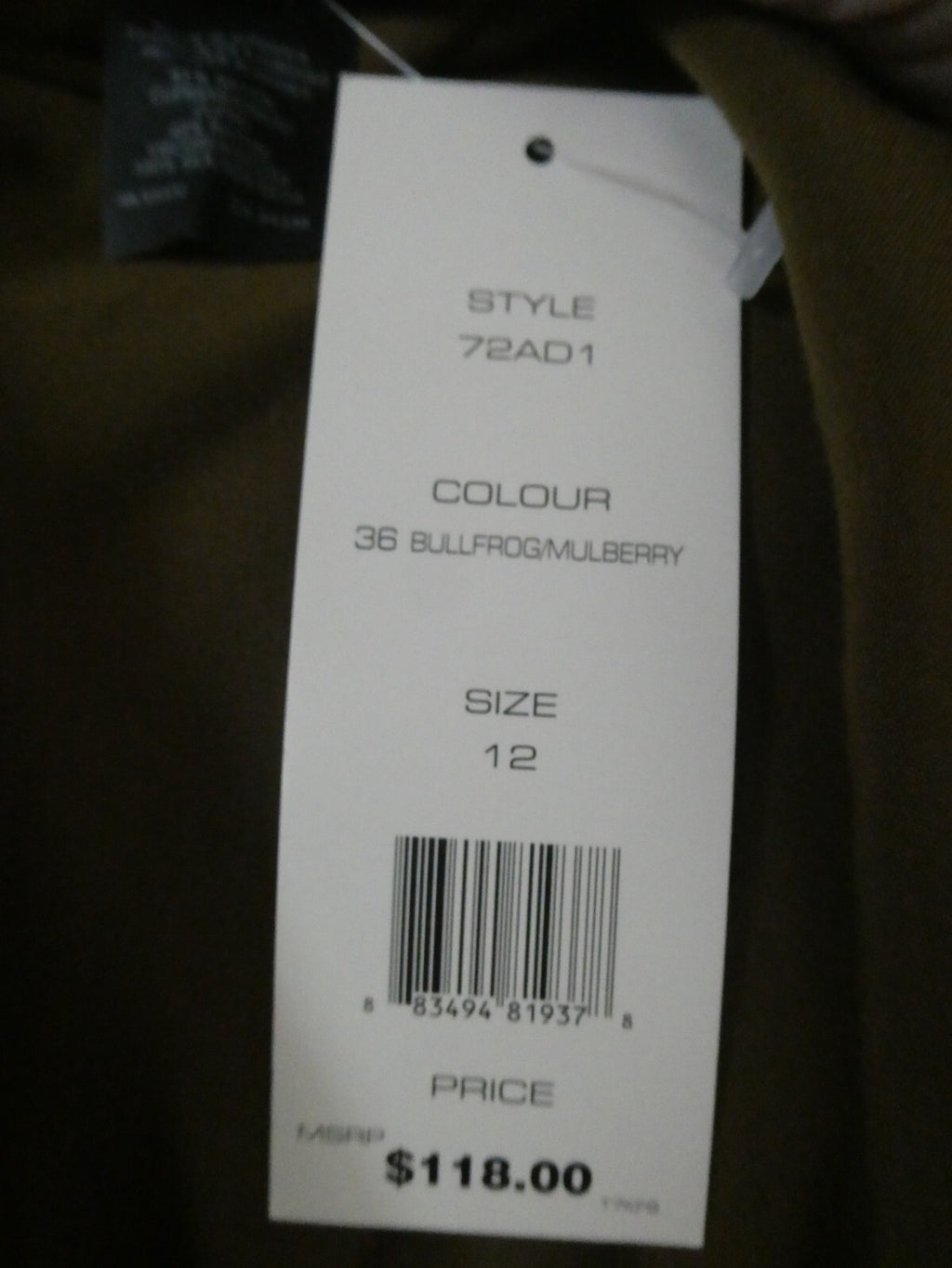French Connection women's bullfrog/mulberry silk/ rayon top size 12 retail $118