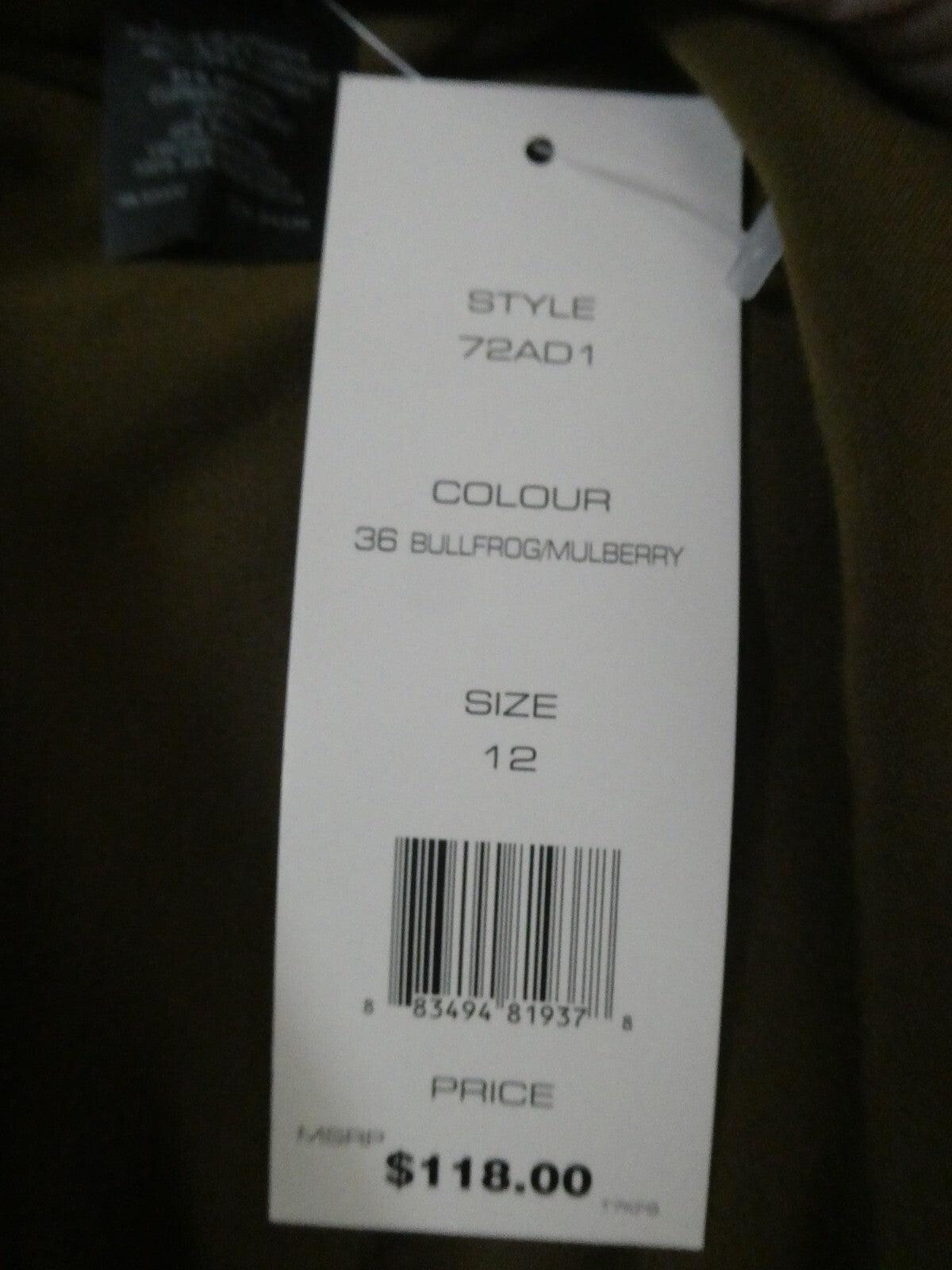 French Connection women's bullfrog/mulberry silk/ rayon top size 12 retail $118