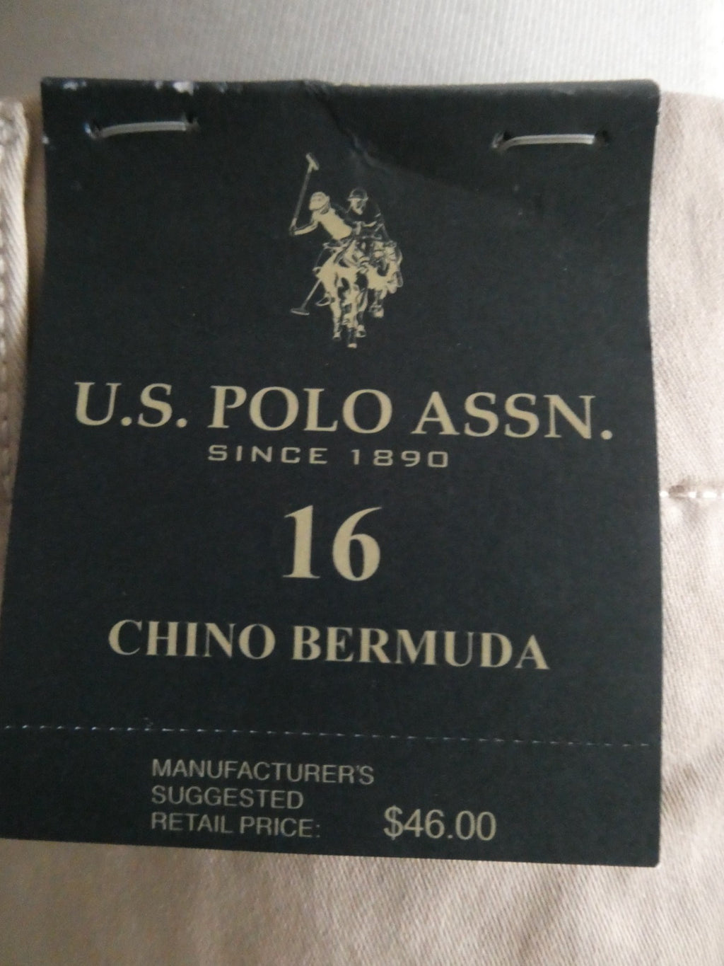 U.S. POLO ASSN. Women Beige Khaki Chino Bermuda Shorts Size 16 (Fits Like 14)