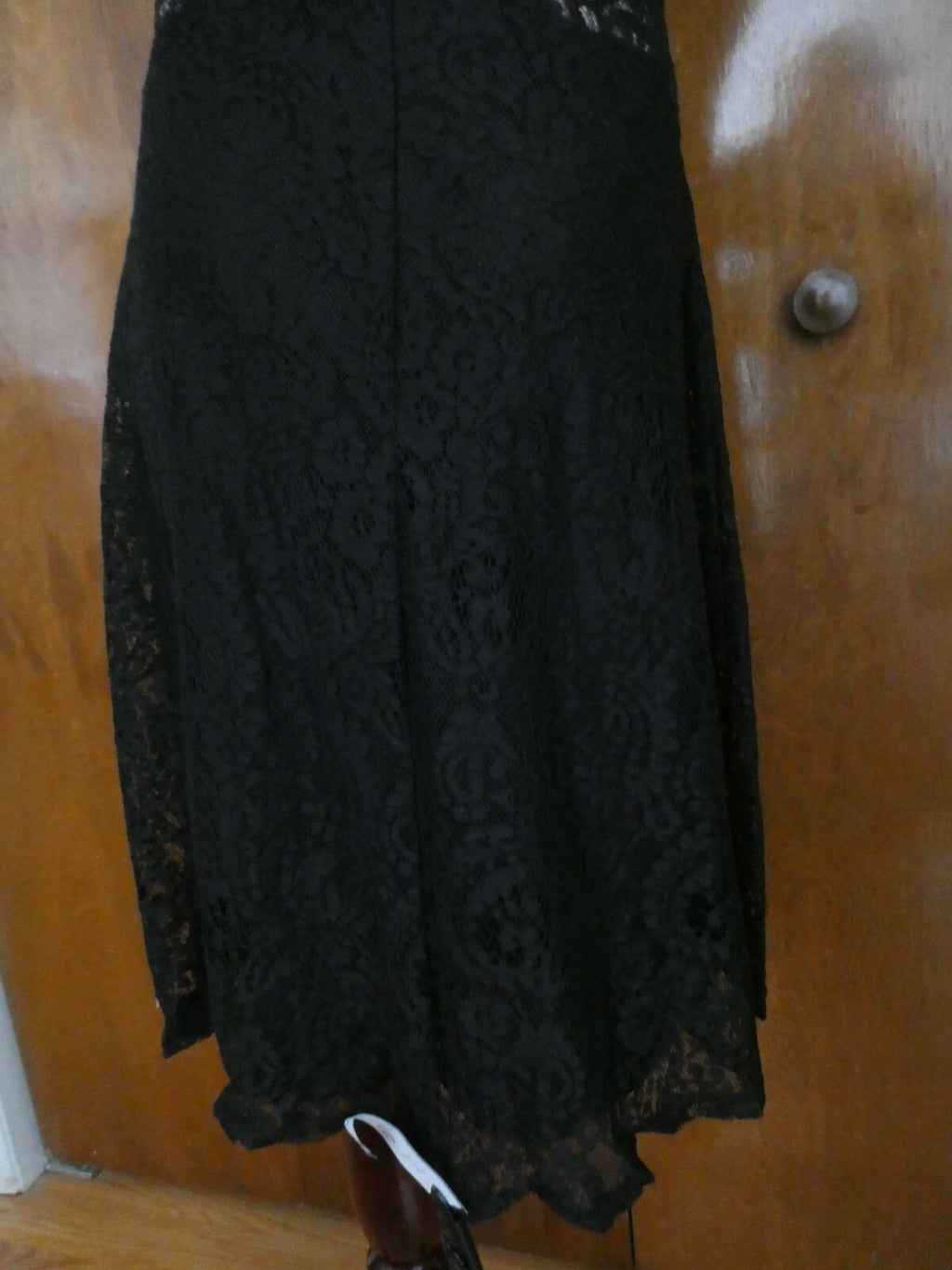 Ralph Lauren women's black lined fabric lace crafted evening dress New