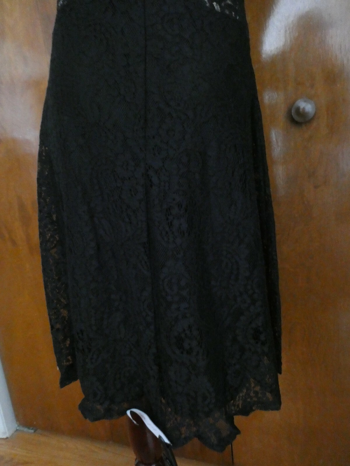 Ralph Lauren women's black lined fabric lace crafted evening dress New