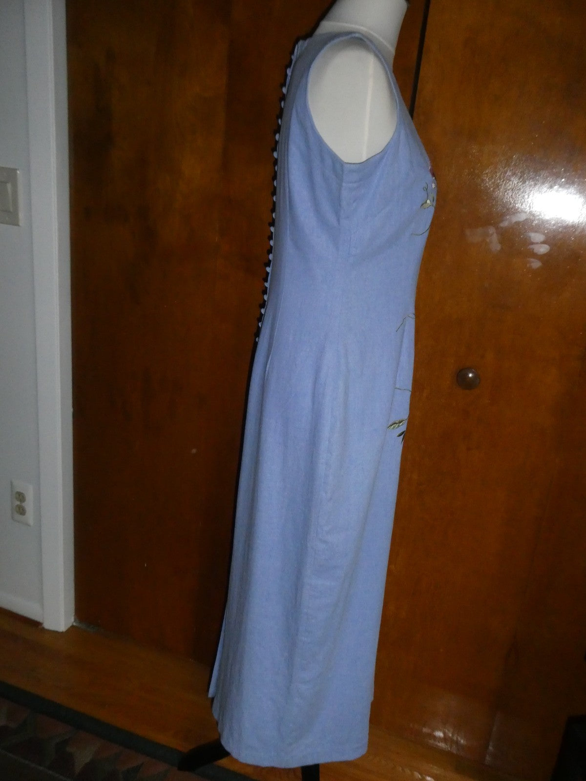 Ultra Dress New York  Lilac Linen Blend Embroidered Floral Maxi Dress Lined 10