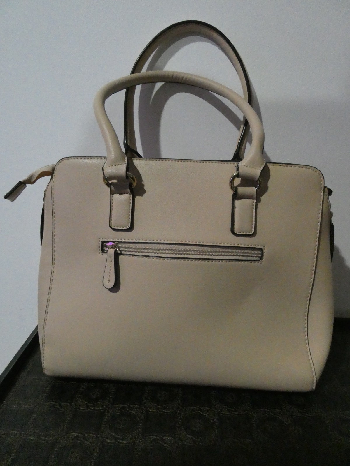 ALDO Women Quilted Taupe Satchel Purse Shoulder Handbag 14” x 10” x 7”