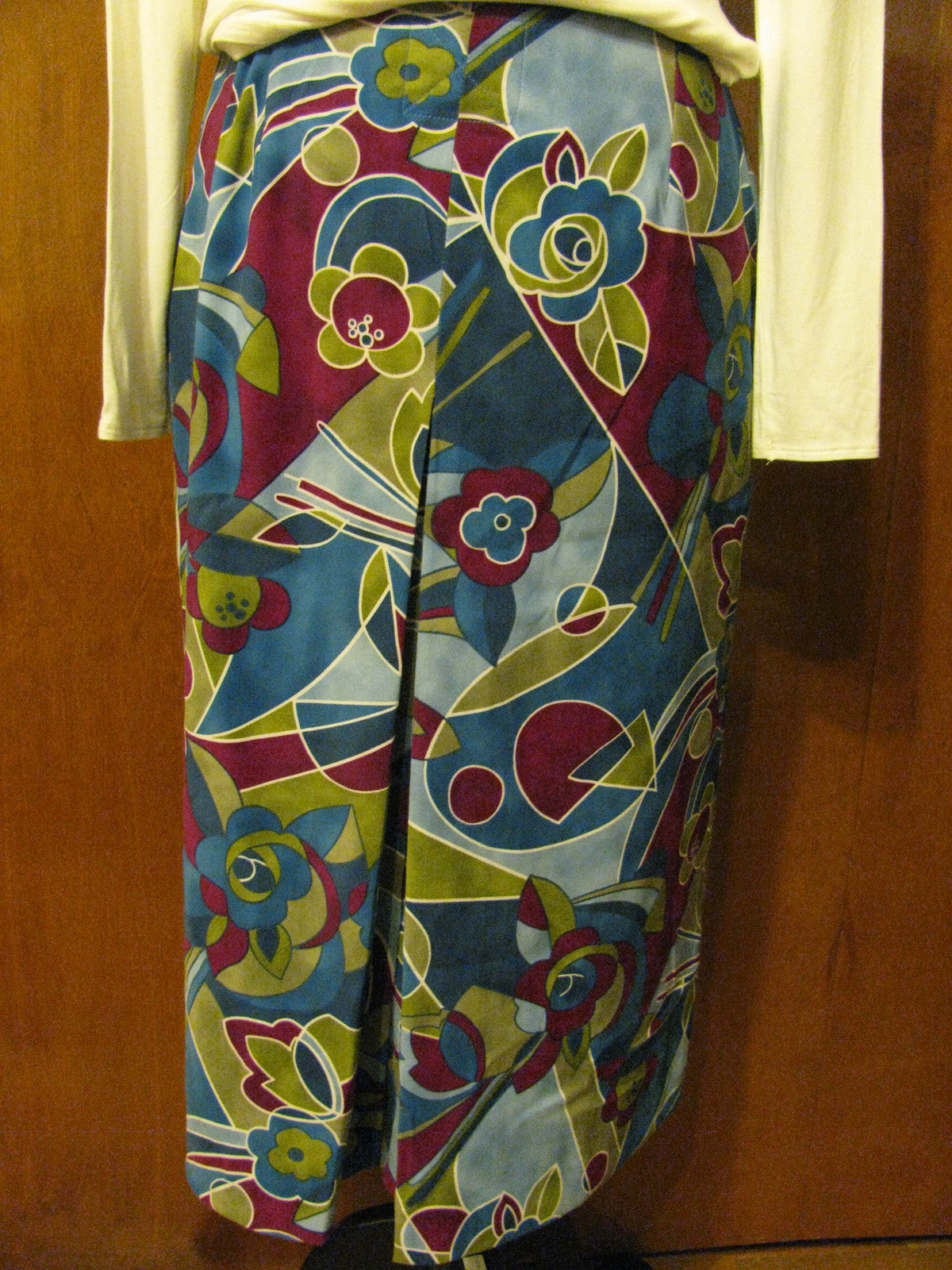 Harve Benard women's multicolored pocketed detailed front&back slits skirt sz 8