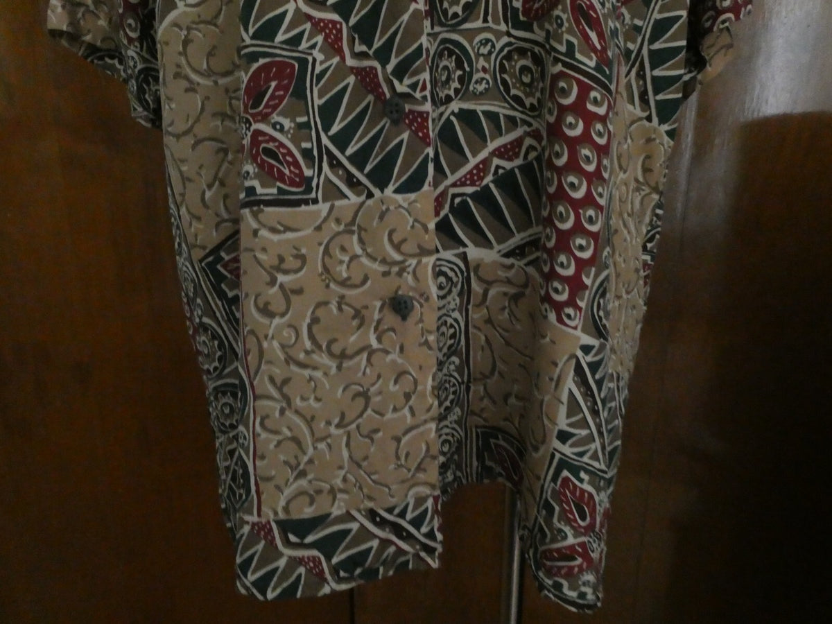 Stunt Collections 100% Silk Multi-Colored Top/Blouse Size Large
