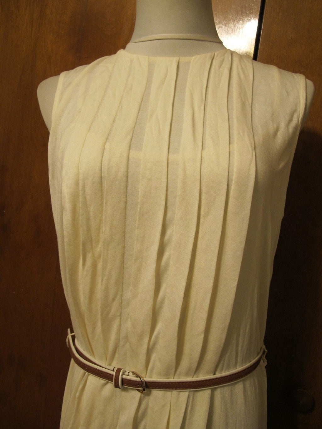 Ralph Lauren women's lined off white pleated dress 