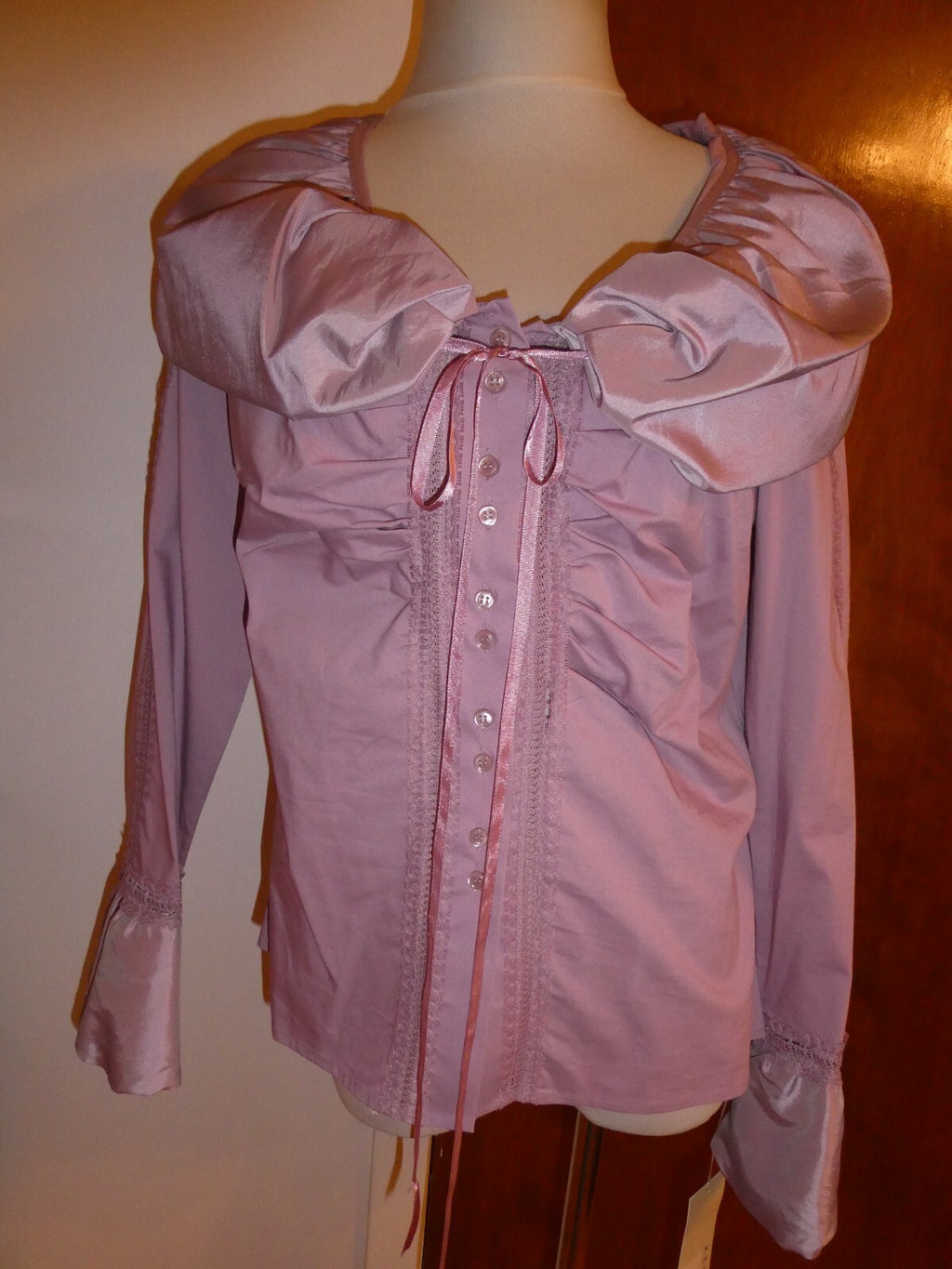Kenar Women's Lilac Detailed Long Sleeves Evening Top Blouse Size Medium