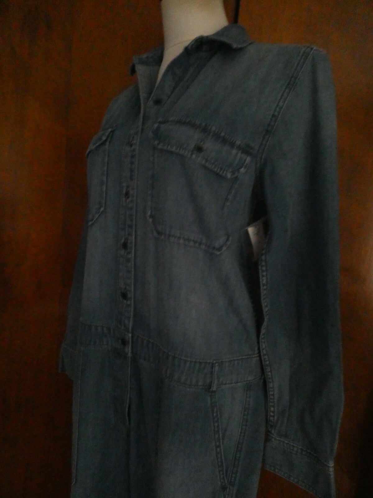 Gap Denim Jeans Blue Cotton Long Sleeves Jumper Jumpsuit Medium