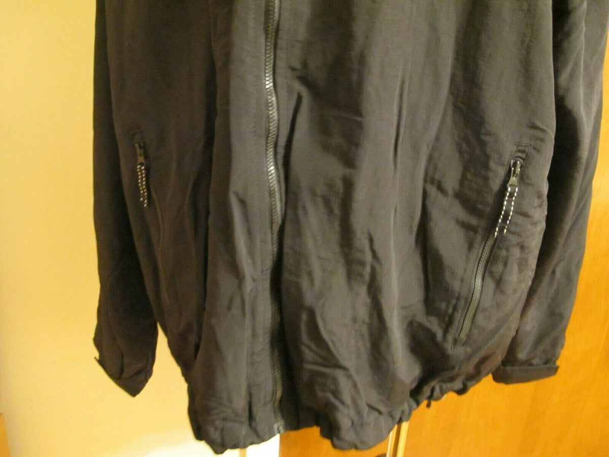 Lands' End Men's Nylon Coat Jacket Black Fleece Lining Size XL 46-48