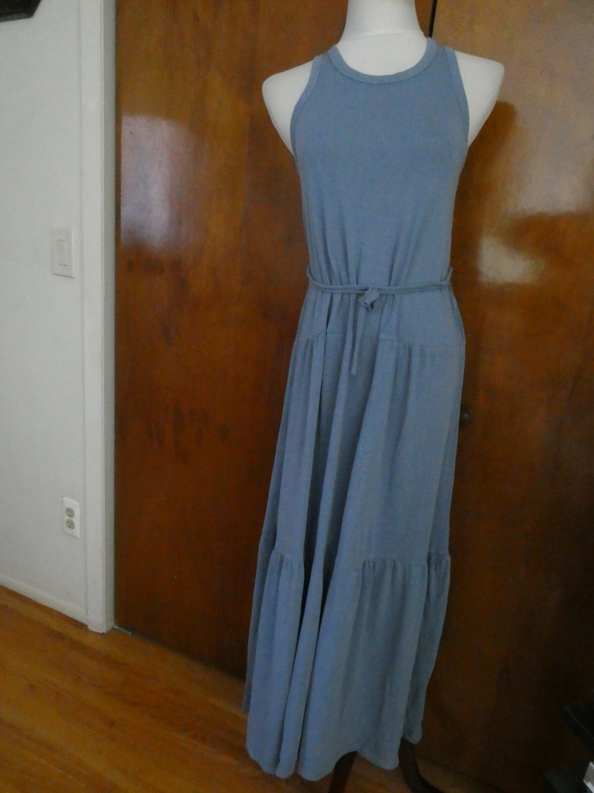 Gap Women's Gray Summer Cotton Blend Sleeveless Long Dress New