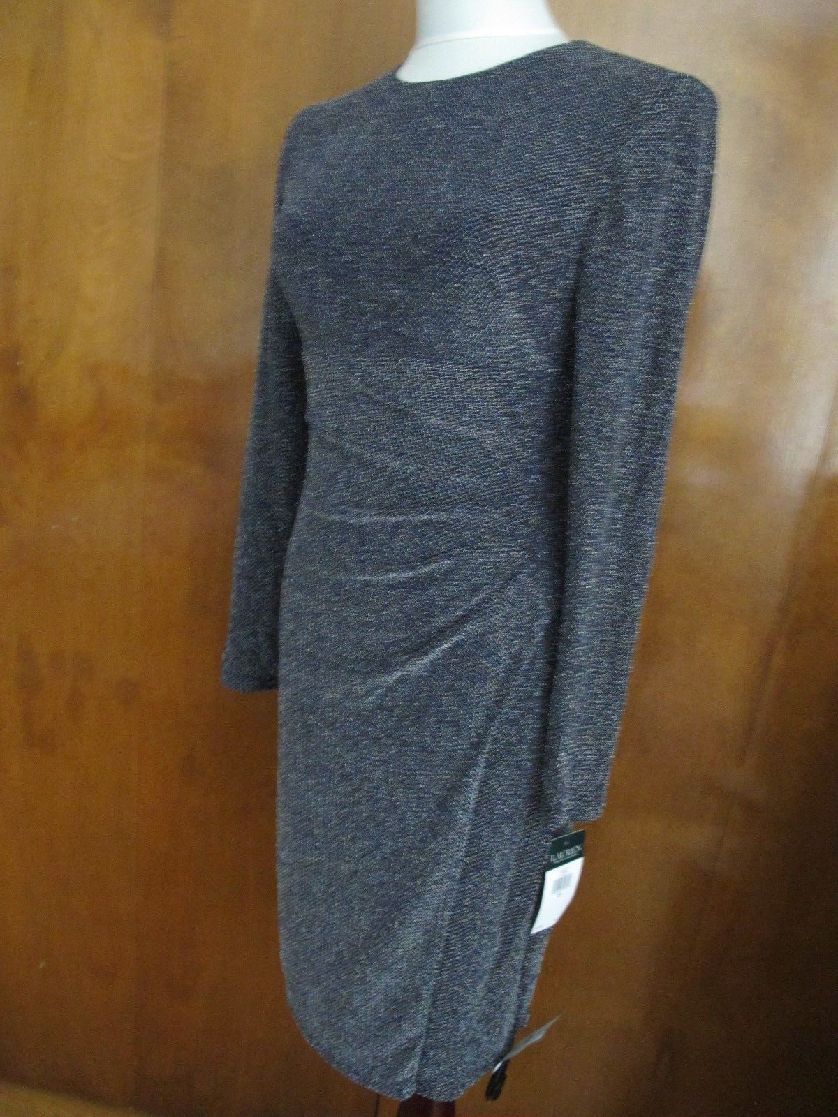 Ralph Lauren Women's Navy Silver Detailed Lined Evening New Dress