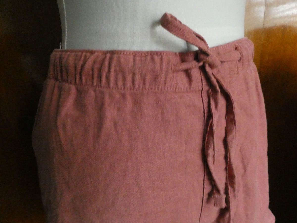 American Eagle Outfitters Women Linen Blend Ruffle Hem Shorts Mauve Pink XL $49