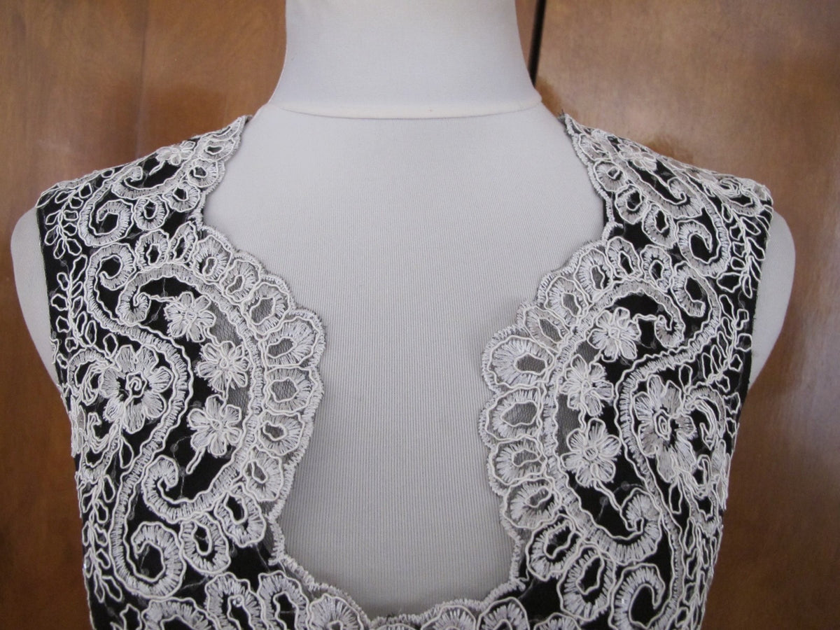 Aidan Mattox Women's Black Detailed Floral Lace Evening Maxi A-line Dress 4 New