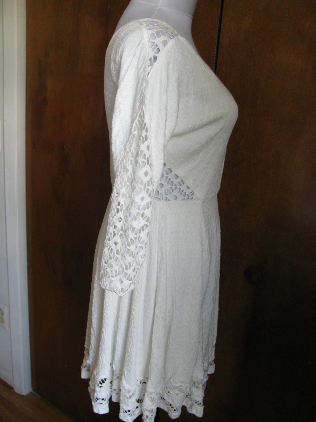 Free People womens snow lined crocheted soft rayon flare dress New