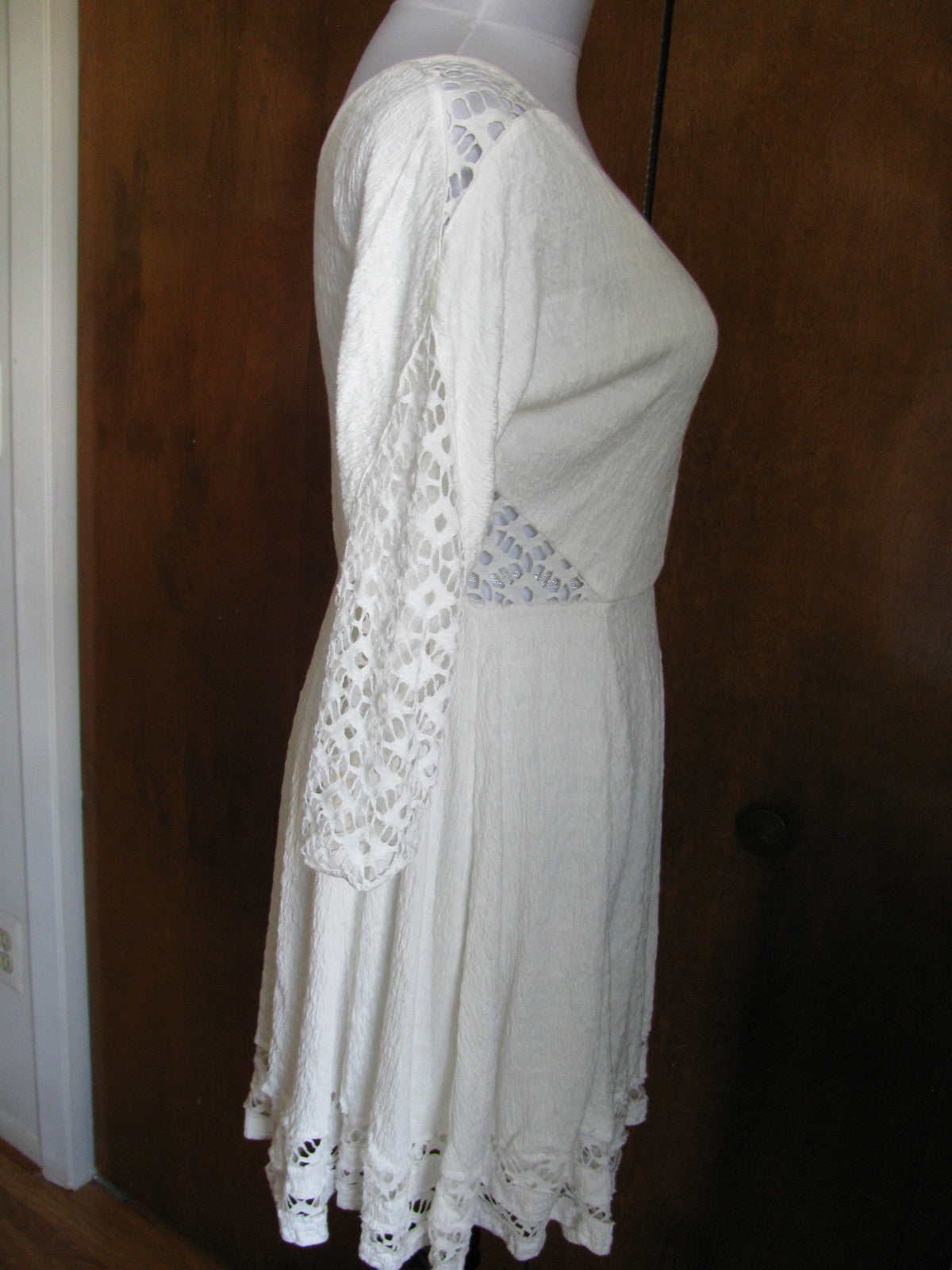 Free People womens snow lined crocheted soft rayon flare dress New