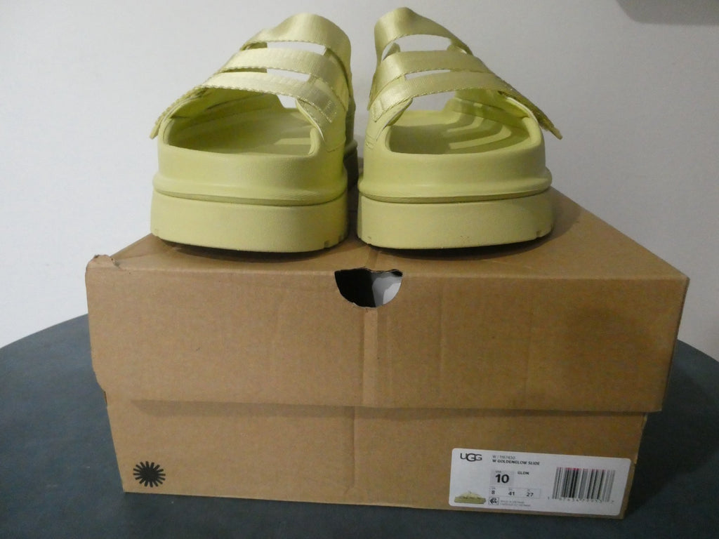 UGG GoldenGlow Slide Sandals Women Yellow Platform 1167430 Adjustable Straps 10