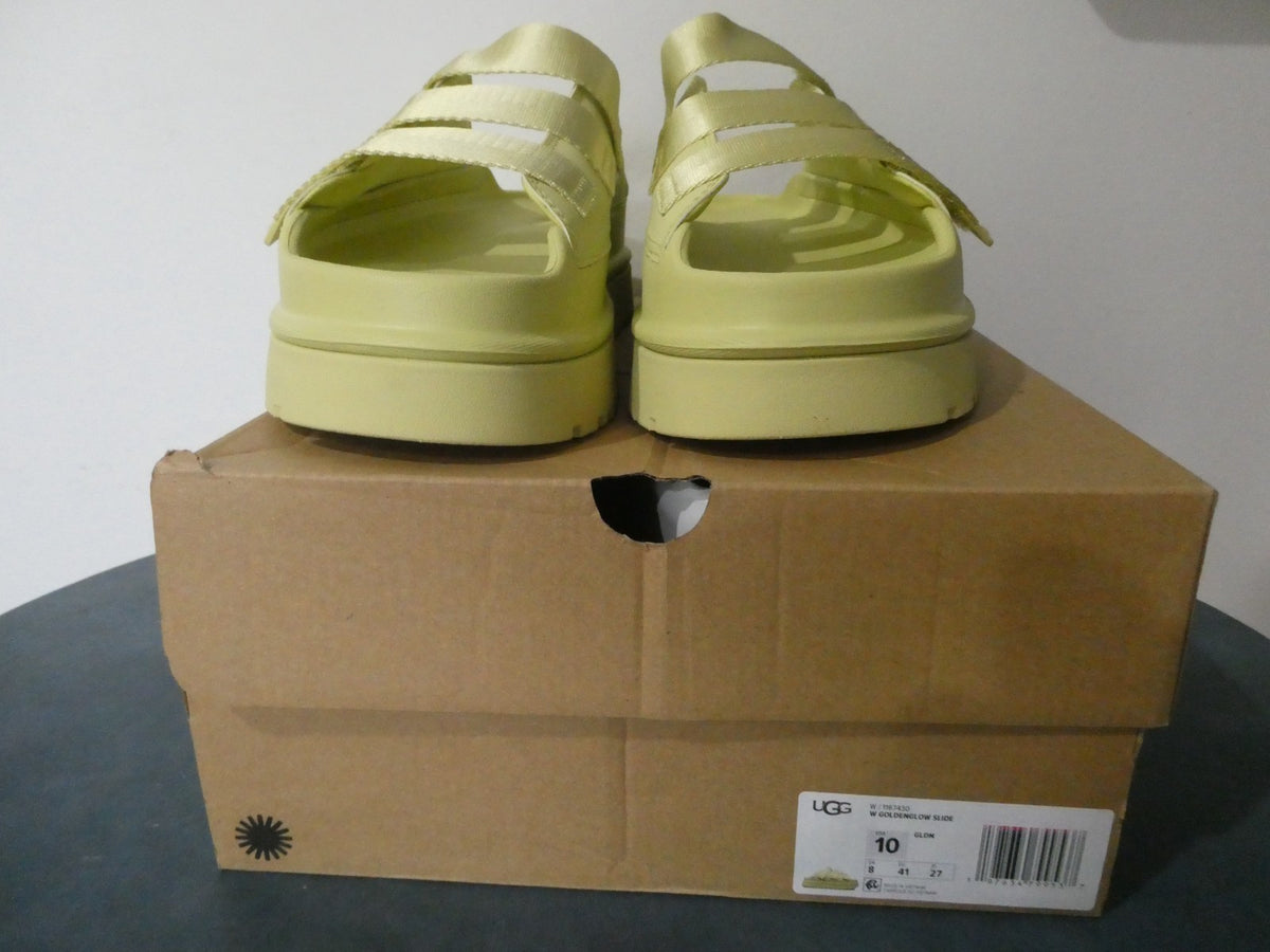 UGG GoldenGlow Slide Sandals Women Yellow Platform 1167430 Adjustable Straps 10