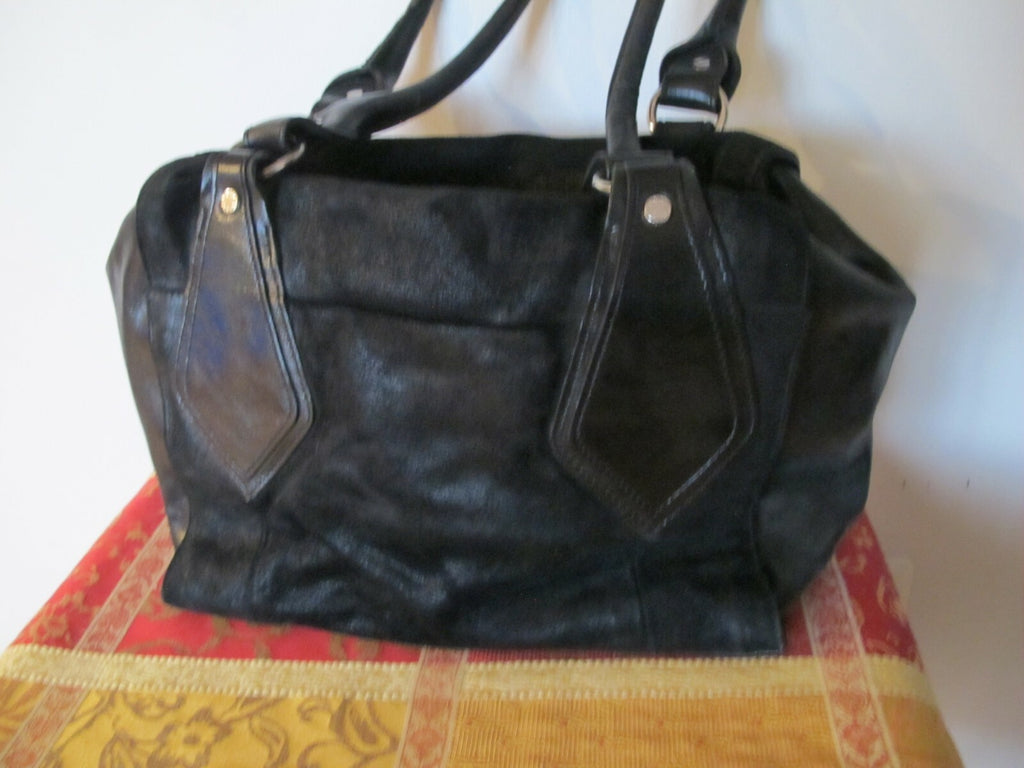 Extra Large Women's Black Cowl Leather Purse Shoulder Bag From Argentina