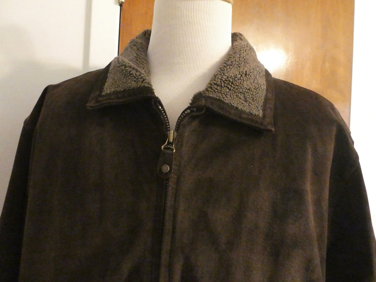 Pacific Trail Men’s Brown Suede Leather Jacket Sherpa Lined Size XL