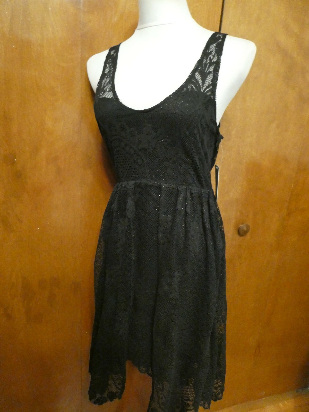 Free People women’s black evening lace crafted stylish lined dress 