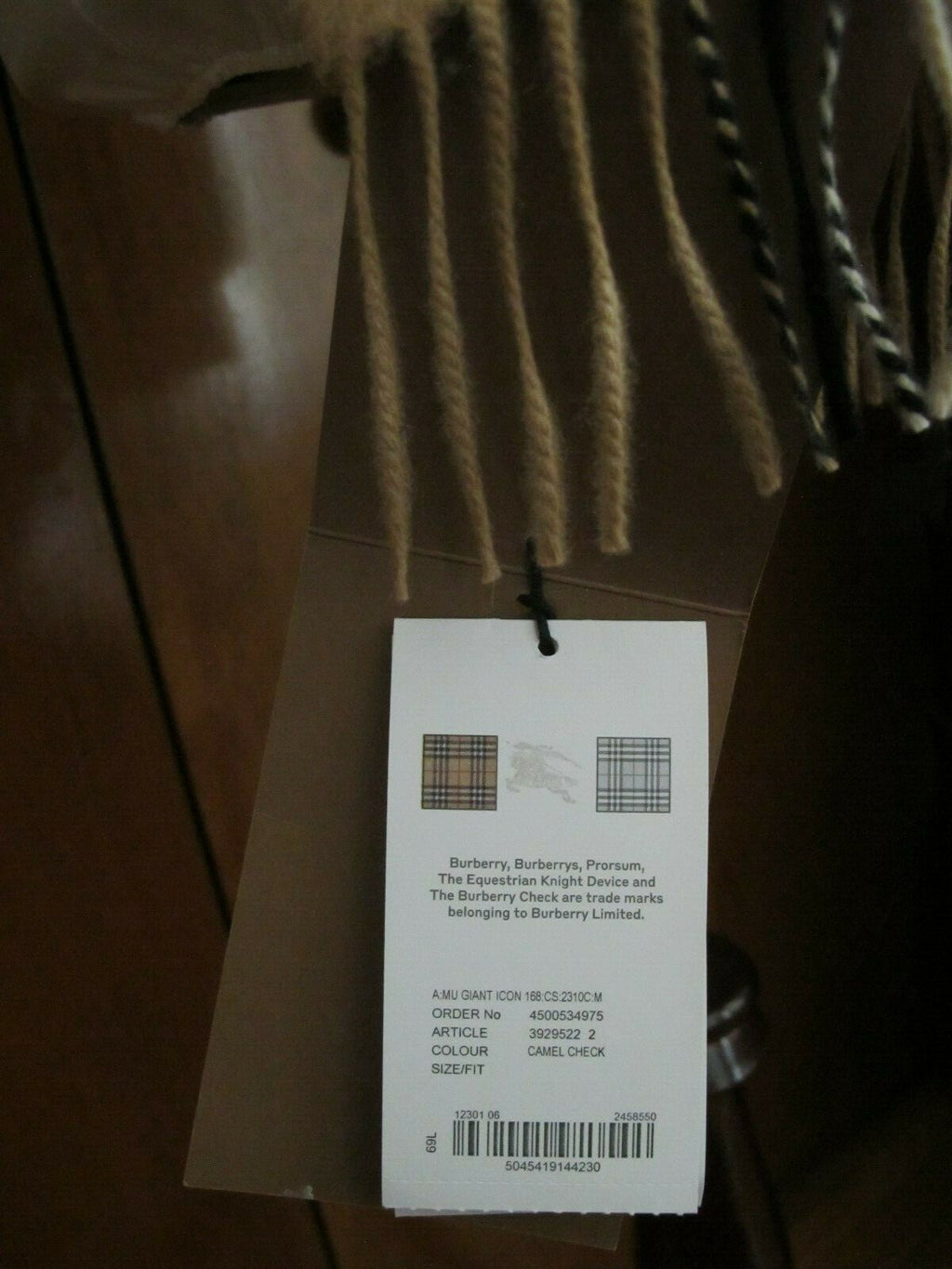 Burberry Classic Check Cashmere Scarf Camel