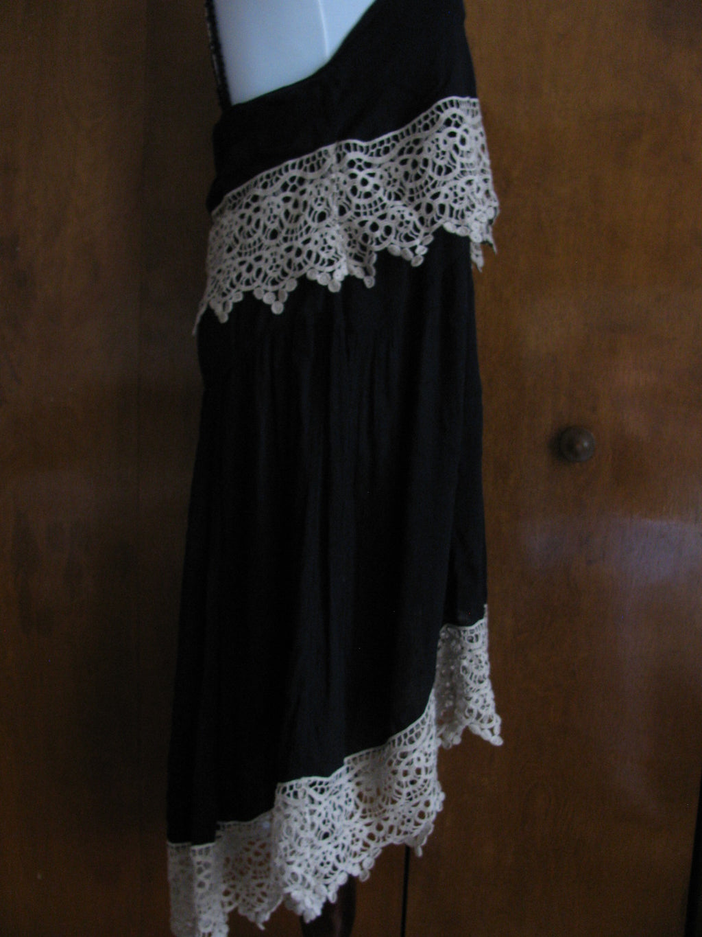 Free People Womens Asymmetric Black Decorated Embroidered Soft Rayon Dress XS