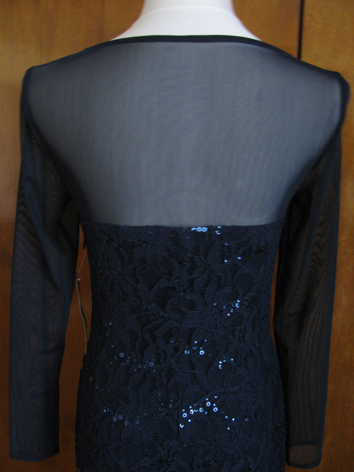 Ralph Lauren women navy sequinsparked floral lace evening dress 