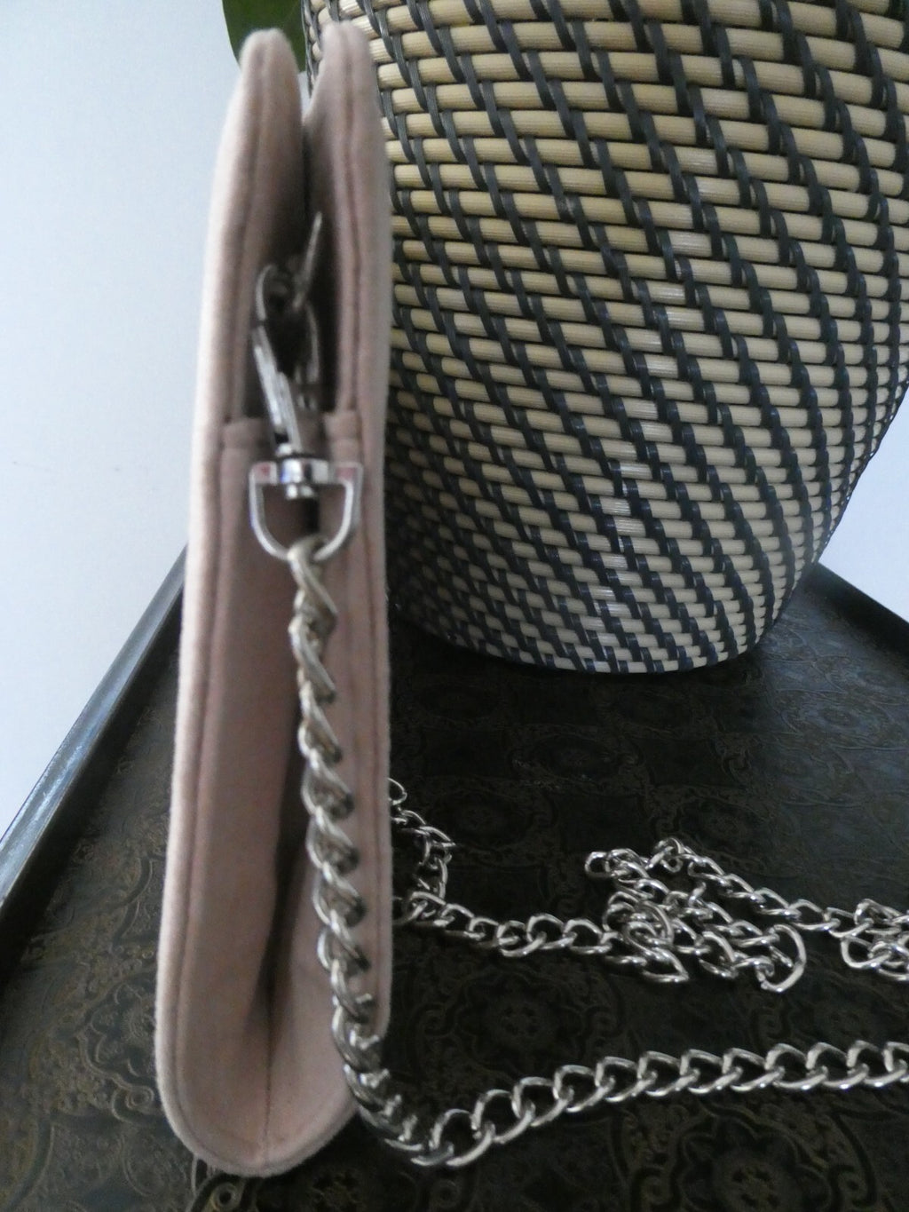 Call It Spring Women Beige Purse Clutch Silver Chain 12 x 7 x 1