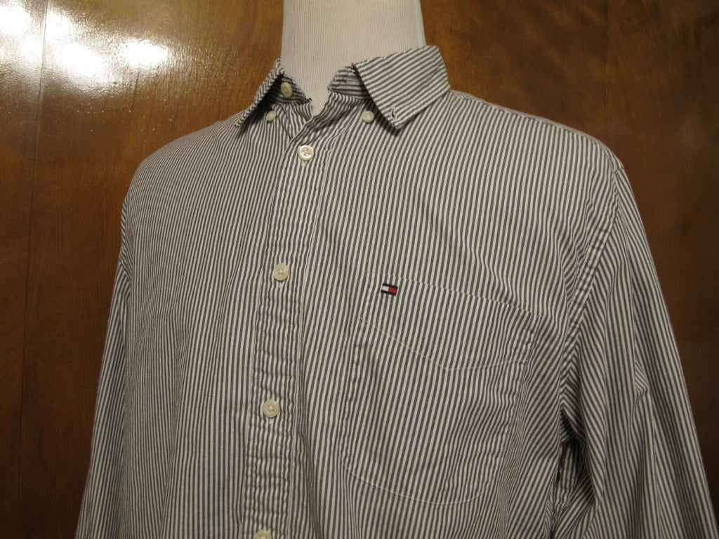Tommy Hilfiger Striped Men's Long Sleeve Button-up Shirt Size Large
