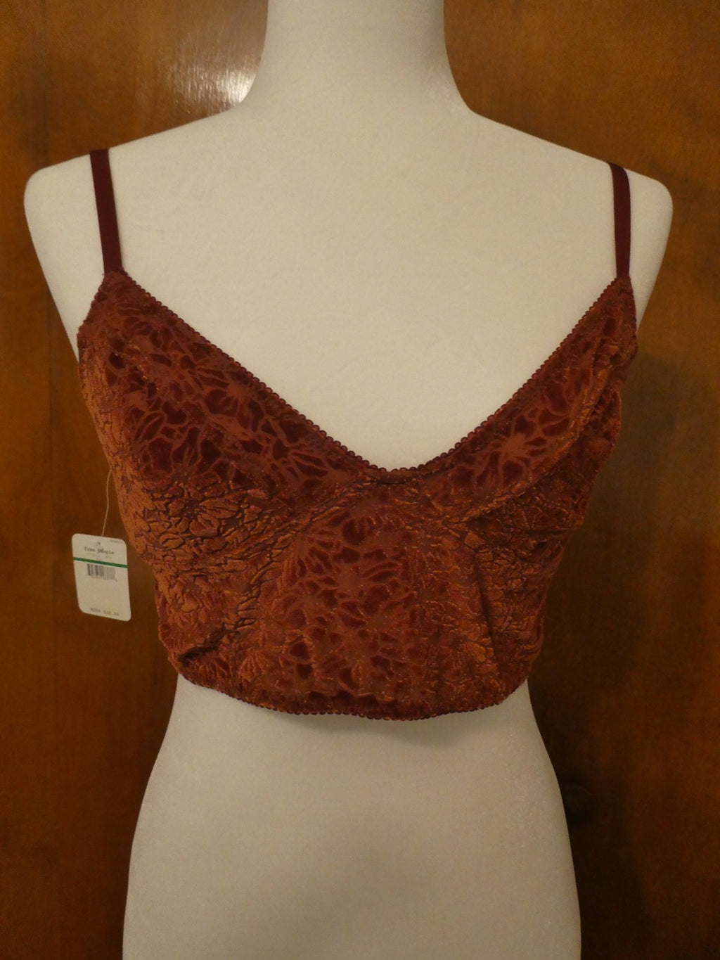Free People Women Bralette Trust Floral Velour Adjustable Straps Bra Size Large